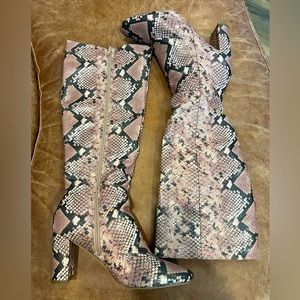 Steve Madden snake print knee high boots